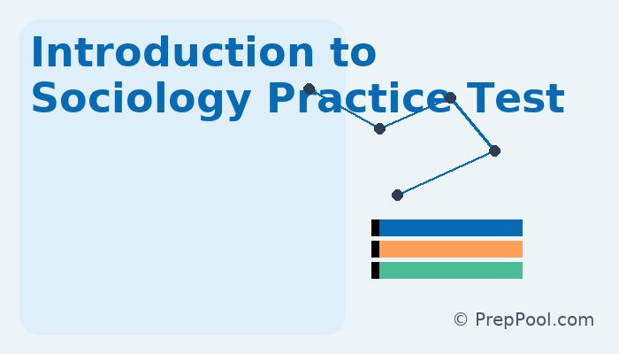 Clean educational banner titled ‘Introduction to Sociology Practice Test’ with teal text on a soft light background, minimal abstract symbols of connection and books on the right, and © PrepPool.com at the bottom