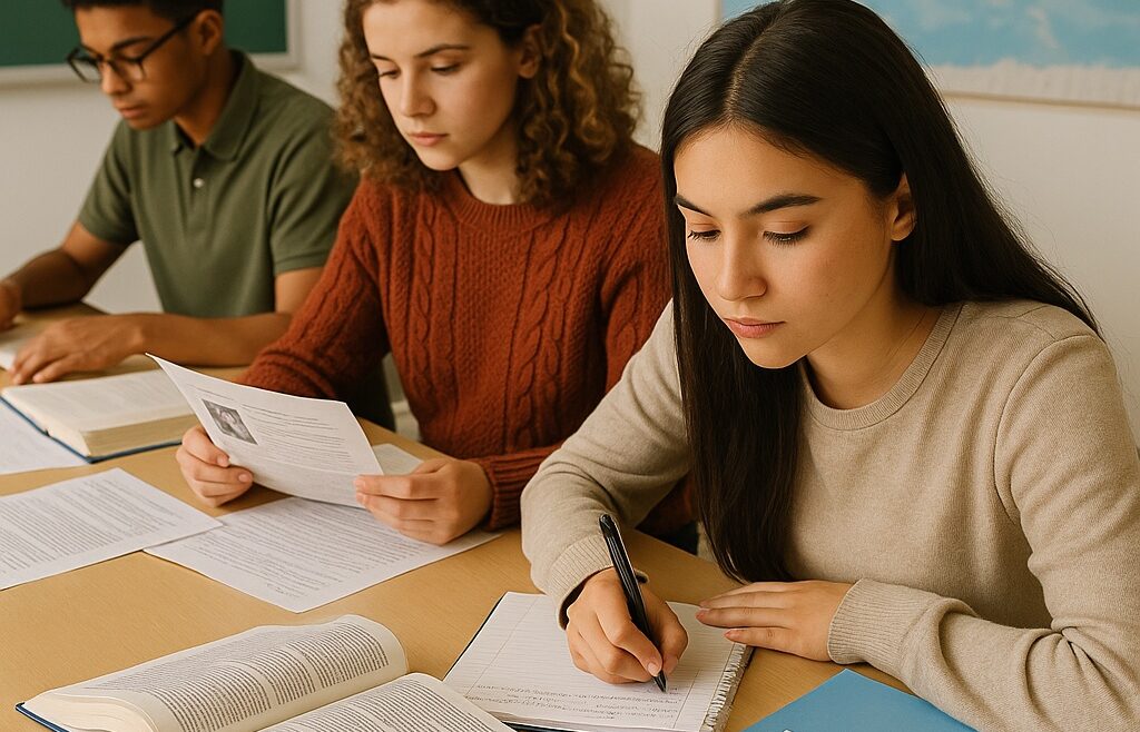 Students preparing for the AP World History exam using focused study strategies