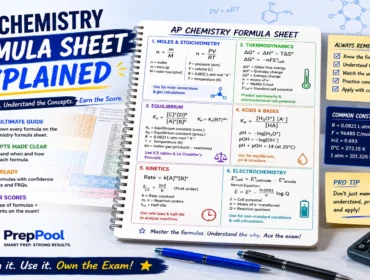 AP Chemistry formula sheet explained with chemistry equations, thermodynamics formulas, equilibrium constants, acids and bases calculations, electrochemistry concepts, and AP Chem exam study resources
