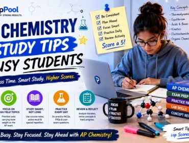 AP Chemistry study tips for busy students with chemistry learning and exam prep visuals
