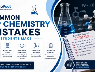 AP Chemistry exam mistakes guide with chemistry lab visuals and student study tips