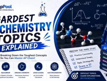 AP Chemistry difficult topics guide with chemistry equations and STEM study visuals