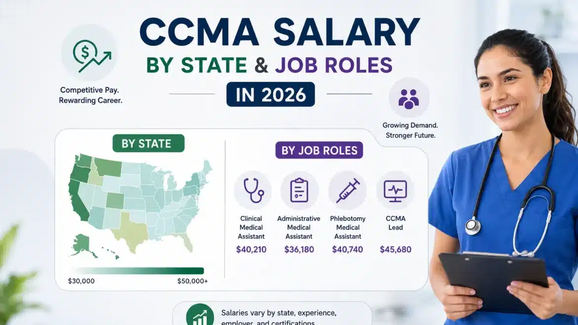 Explore updated CCMA salary by state and medical assistant job roles in 2026. Compare pay ranges, career opportunities, and top-paying positions for certified medical assistants.
