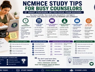 NCMHCE Study Tips or busy counselors including time management, counseling simulations, ethics review and more