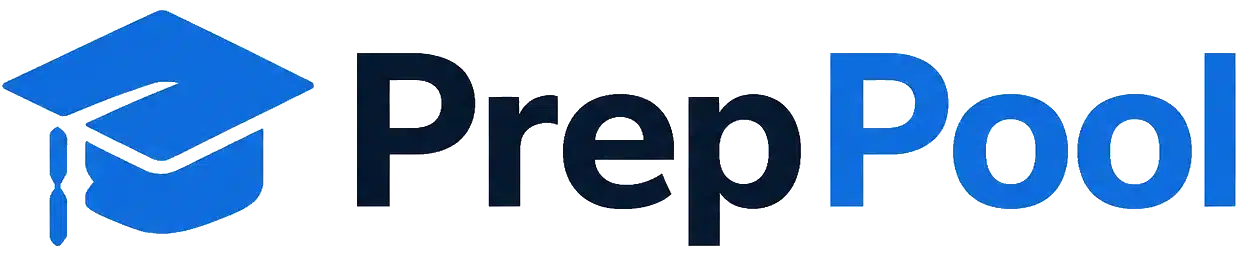 PrepPool logo featuring a blue graduation cap icon with the tagline "Practice Exams & Test Prep.