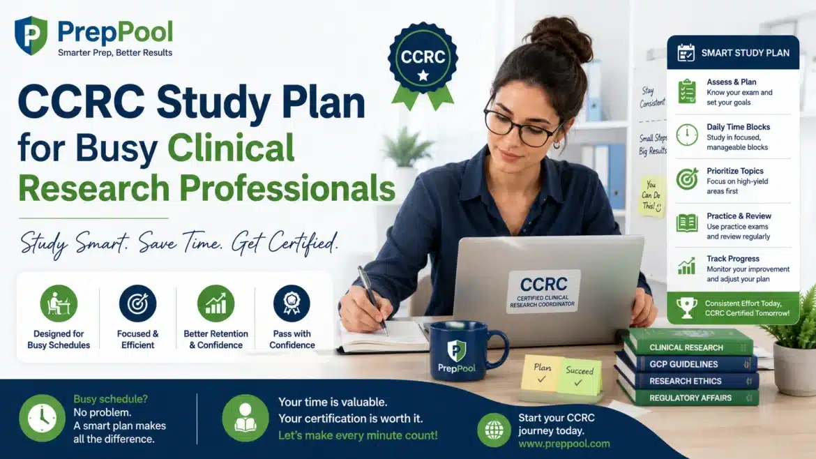 CCRC study plan for busy clinical research professionals preparing for certification.