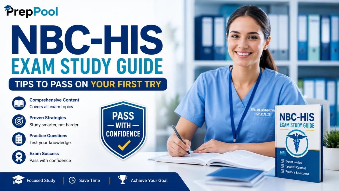 Professional NBC-HIS Exam Study Guide cover featuring expert study tips, exam preparation strategies, and first-attempt success guidance for aspiring National Board for Certification in Hearing Instrument Sciences candidates.
