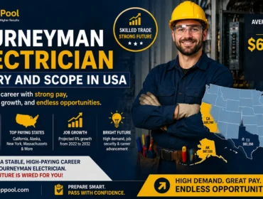 Journeyman Electrician salary and career scope in the USA, highlighting average annual salary, top-paying states, job growth, career outlook, and employment opportunities for licensed electricians by PrepPool.