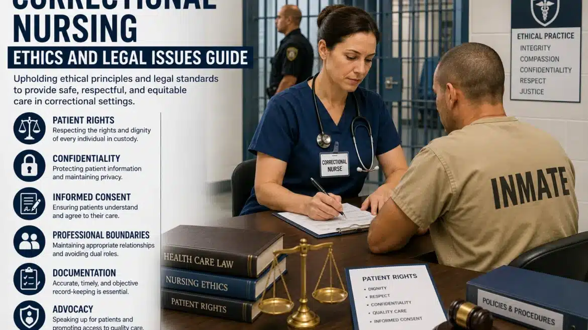 Correctional nurse addressing ethics and legal issues in patient care
