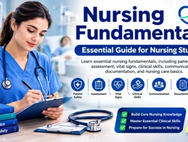 Nursing Fundamentals essential guide for nursing students covering patient safety, assessment, vital signs, clinical skills, communication, documentation, and nursing care