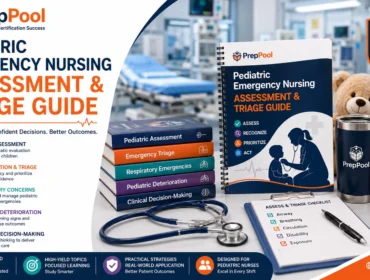 Pediatric emergency nursing assessment and triage guide covering prioritization, respiratory concerns, deterioration, and clinical decision-making.